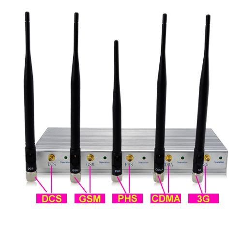 Wholesale 5 Antenna Cell Phone Jammer with Remote Control (3G,GSM,CDMA,DCS)